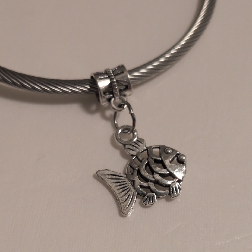 Silver Fish Dangle Charm For Pandora‎ Style Bracelet